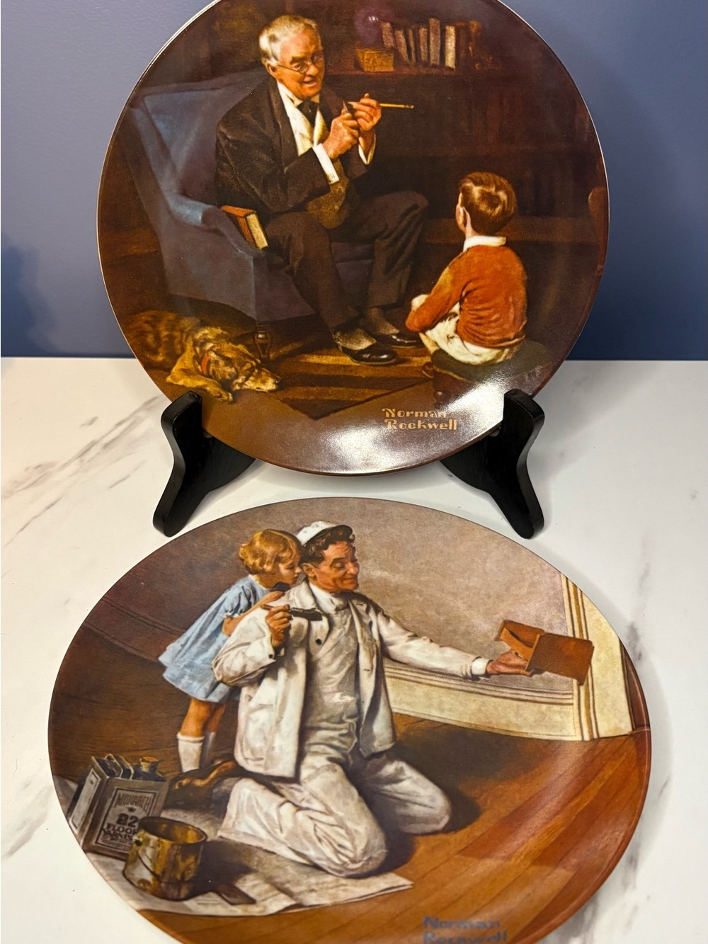 Set Of 2 Norman Rockwell Collector Plates Limited Edition 1982 and 1983